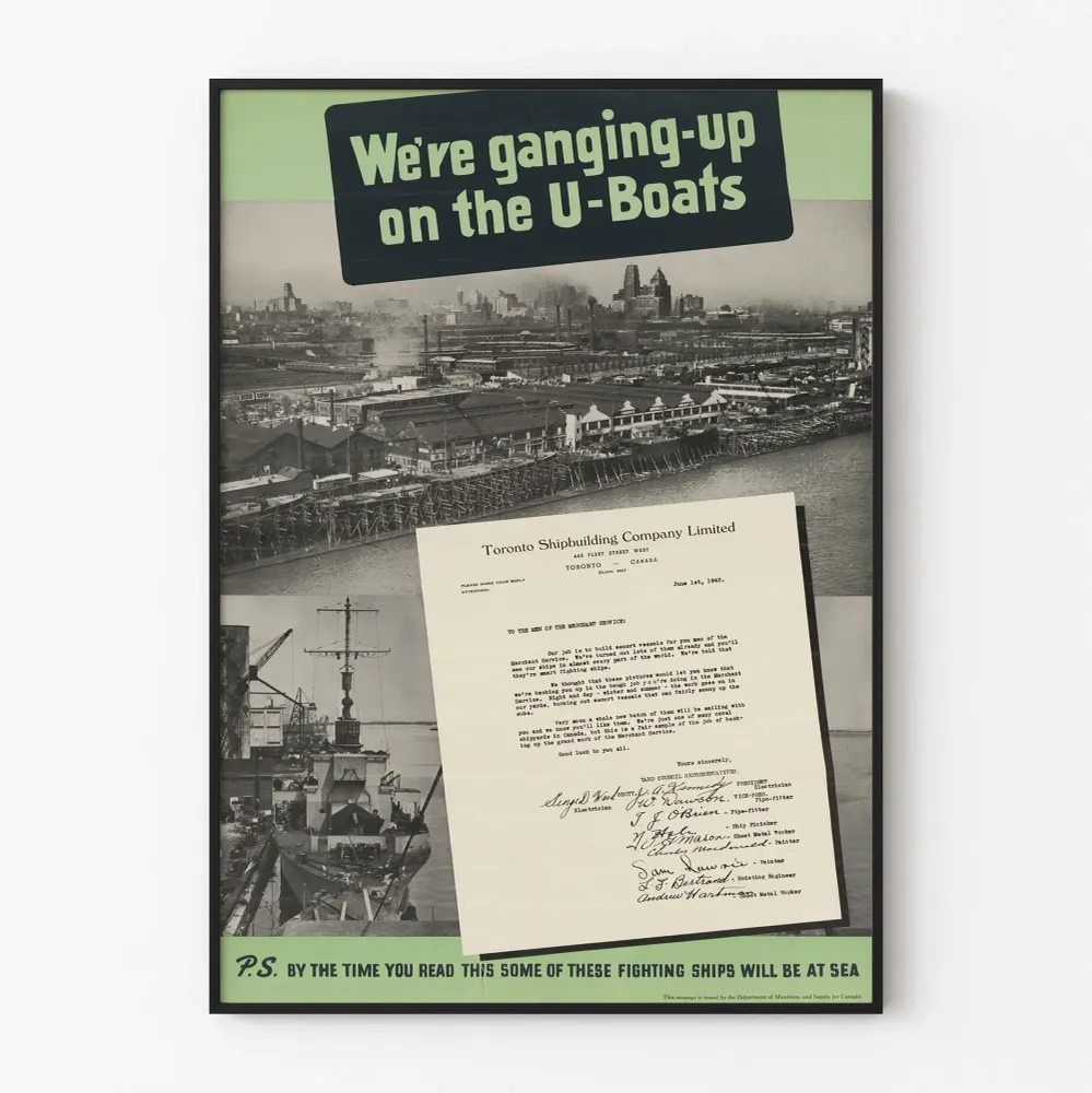 Affiche vintage de propagande maritime - We’re ganging-up on U-Boats