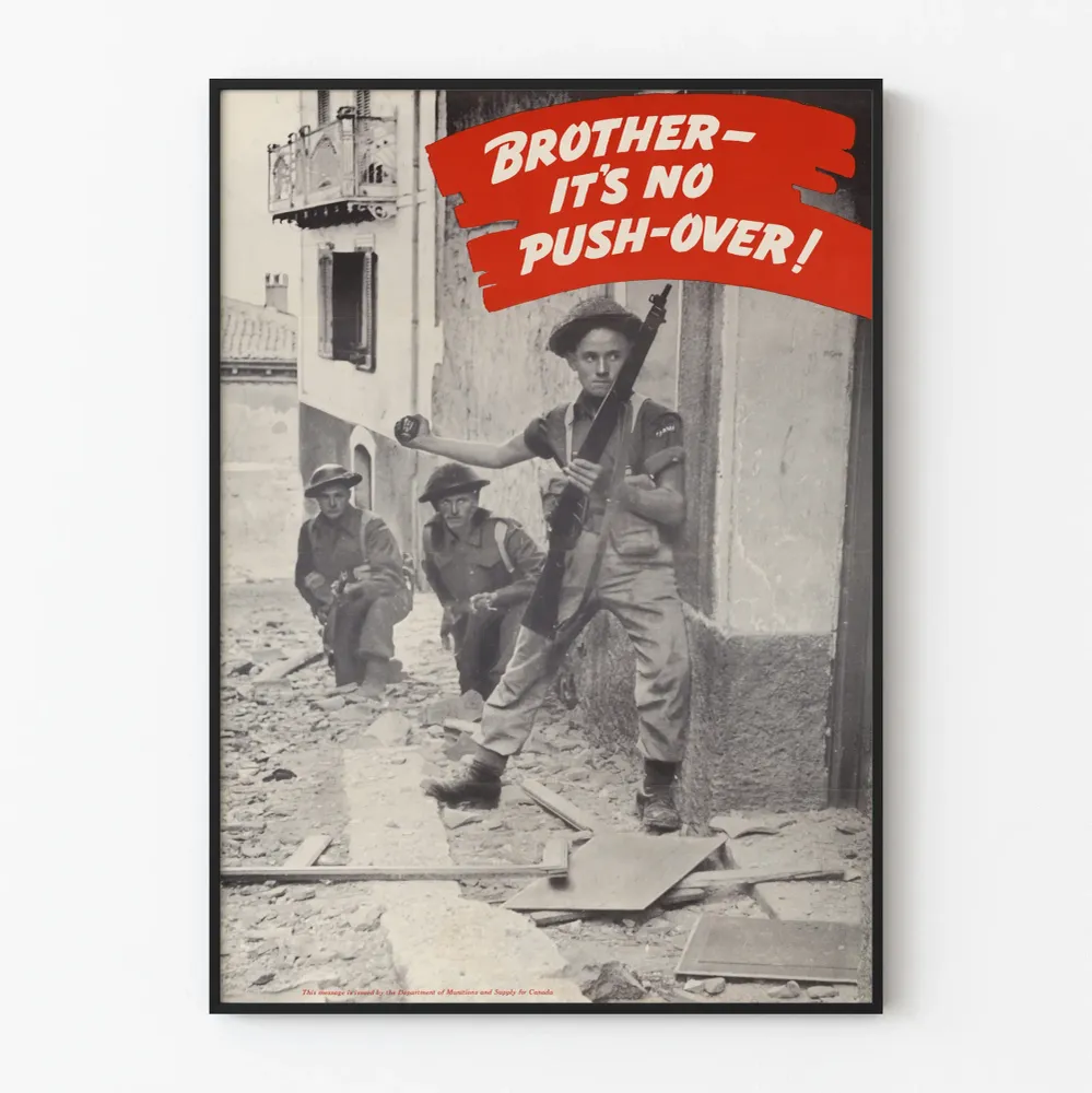 Affiche vintage de propagande militaire « Brother - It’s No Push-Over! »