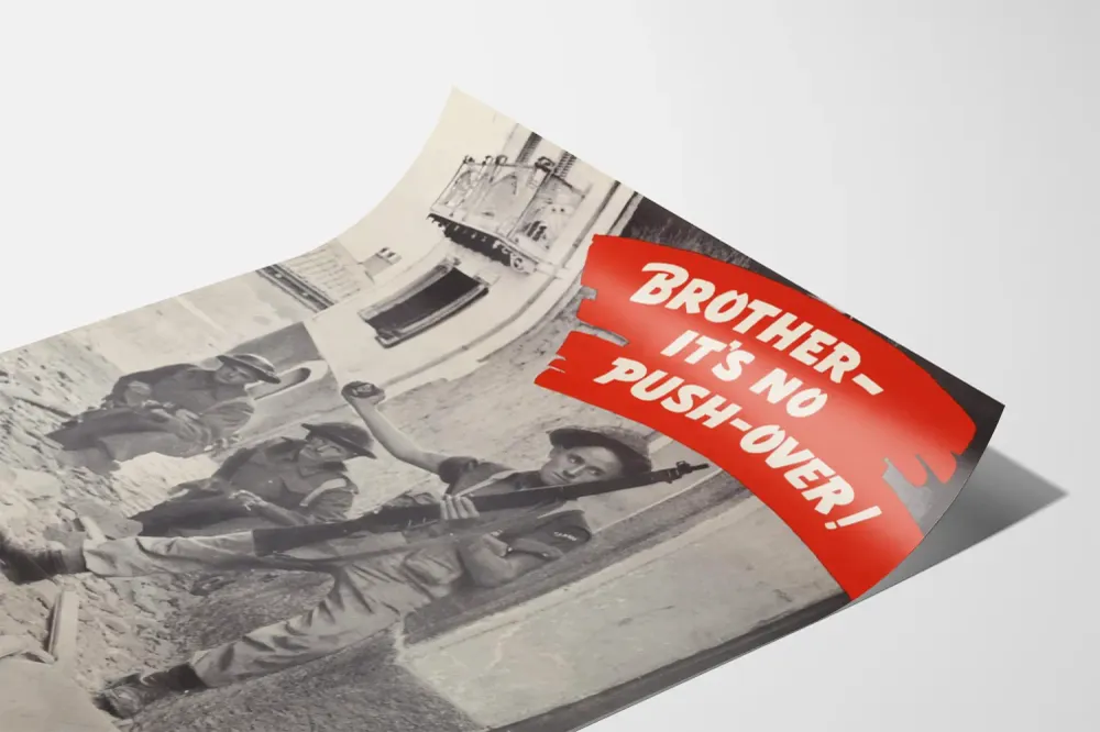 Affiche vintage de propagande militaire « Brother - It’s No Push-Over! »