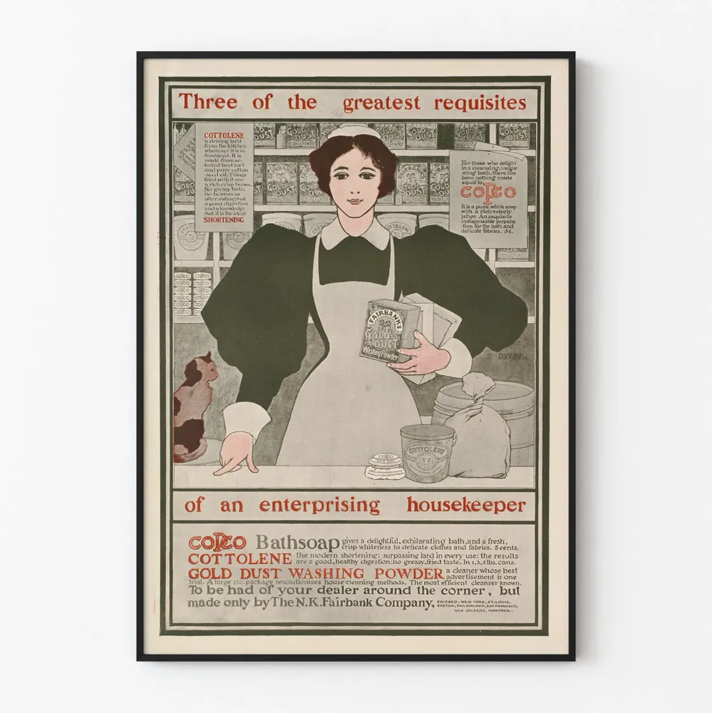 Affiche vintage publicité produits ménagers Gold Dust, Cottolene et Copco