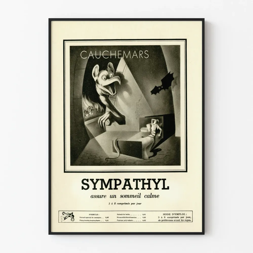 Affiche vintage de publicité Sympathyl pour un sommeil calme