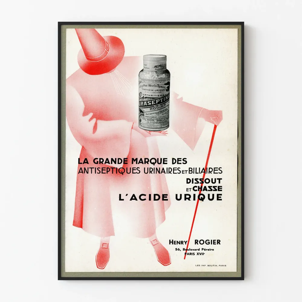Affiche Vintage Publicitaire Antiseptiques Urinaires Rogier