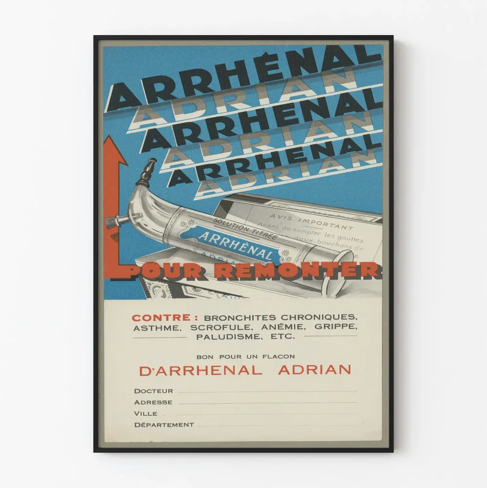 Affiche vintage publicitaire Arrhénal Adrian pour décoration murale
