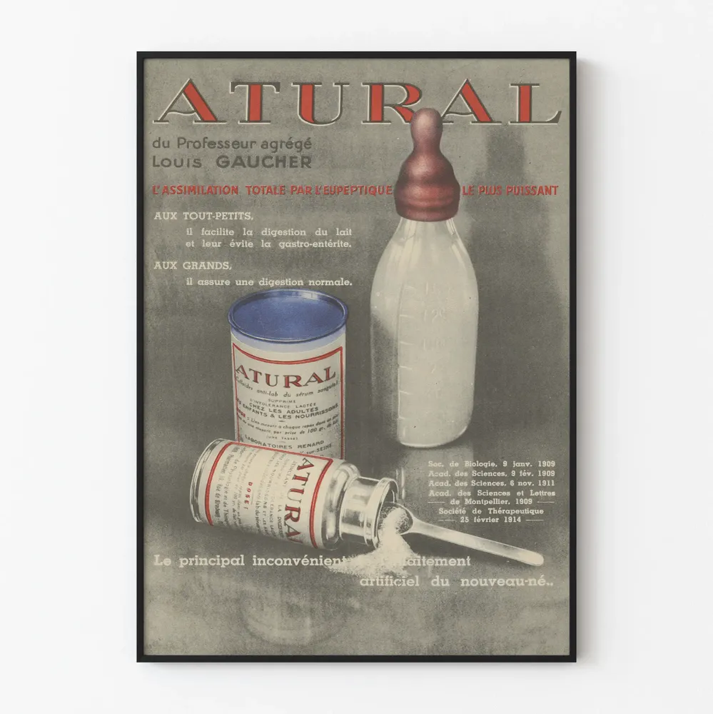 Affiche Vintage Publicitaire ATURAL pour Alimentation Infantile