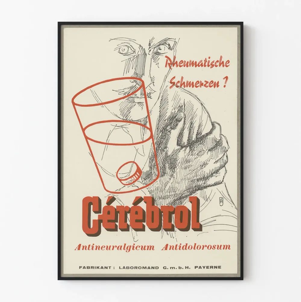 Affiche Vintage Publicitaire Cérébrol Antinéuralgique