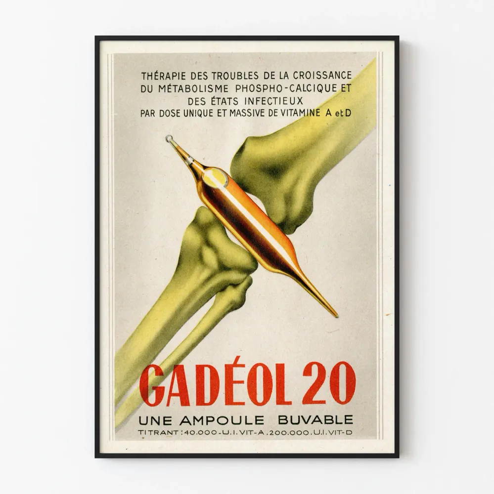 Affiche Vintage Publicitaire Gadéol 20 Vitamines et D