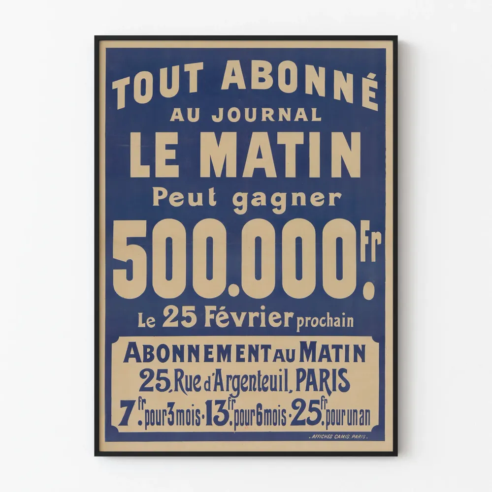 Affiche vintage publicitaire journal Le Matin