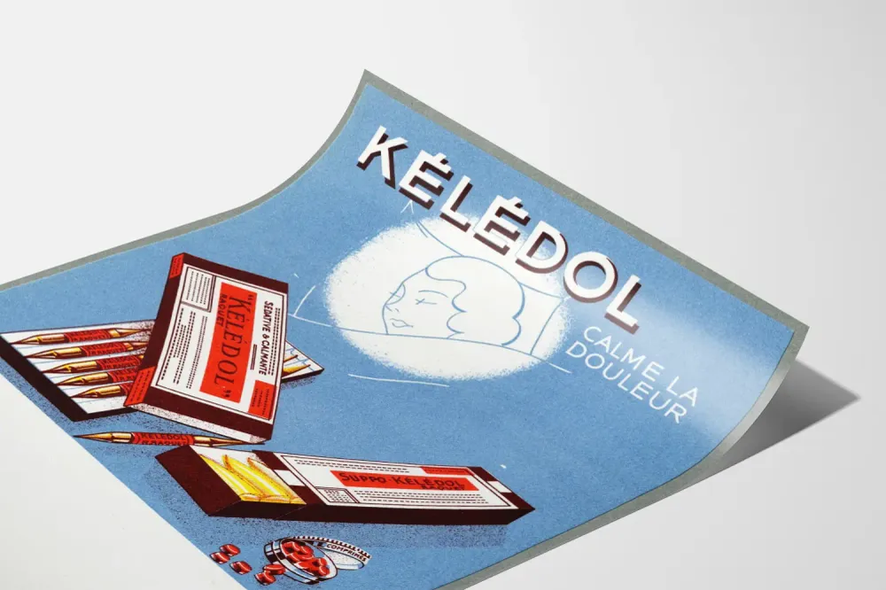 Affiche Vintage Publicitaire Kélédol Calme la Douleur
