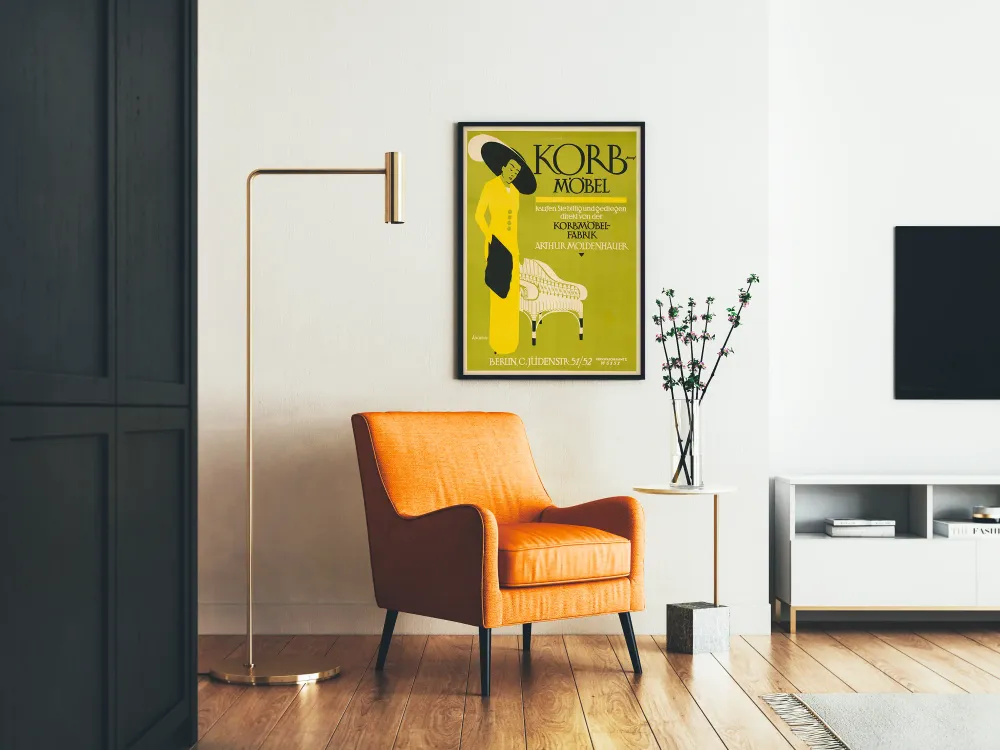 Affiche vintage publicitaire mobilier en rotin - Arthur Moldenhauer Berlin