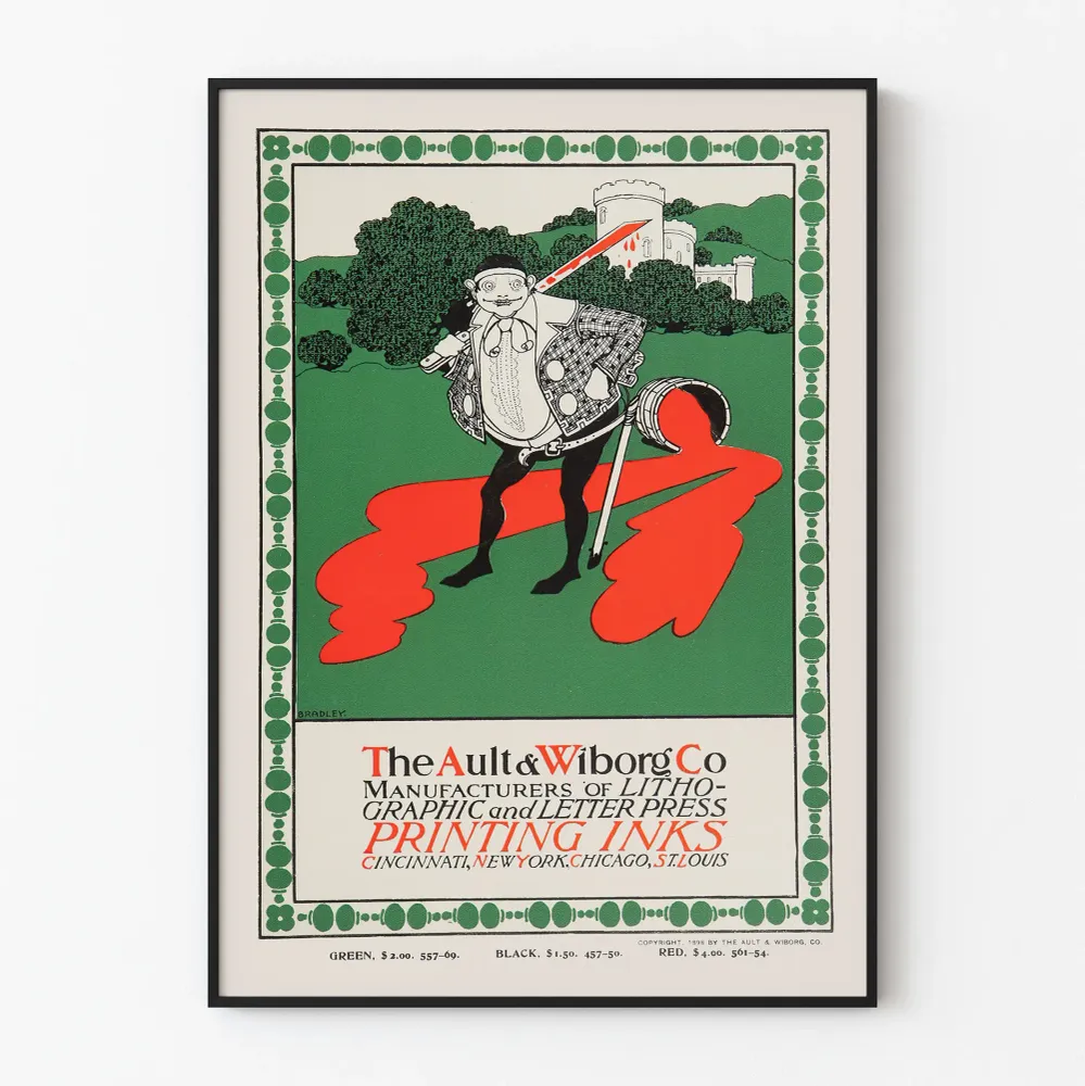 Affiche vintage publicitaire pour encres d'impression Ault & Wiborg