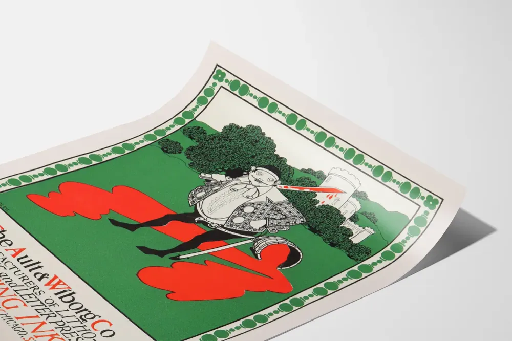 Affiche vintage publicitaire pour encres d'impression Ault & Wiborg