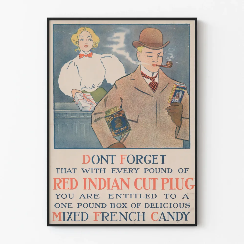 Affiche Vintage Publicitaire Red Indian Cut Plug
