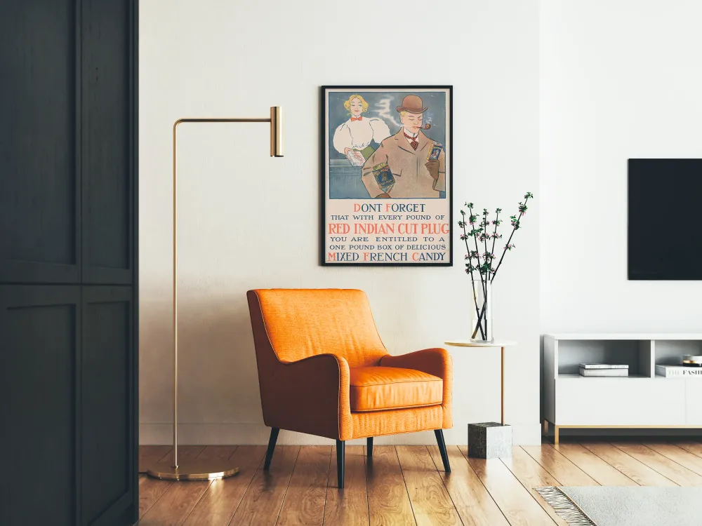 Affiche Vintage Publicitaire Red Indian Cut Plug