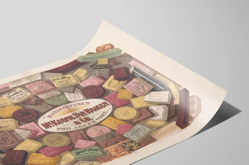 Affiche vintage publicitaire savons McKeone Van Haagen