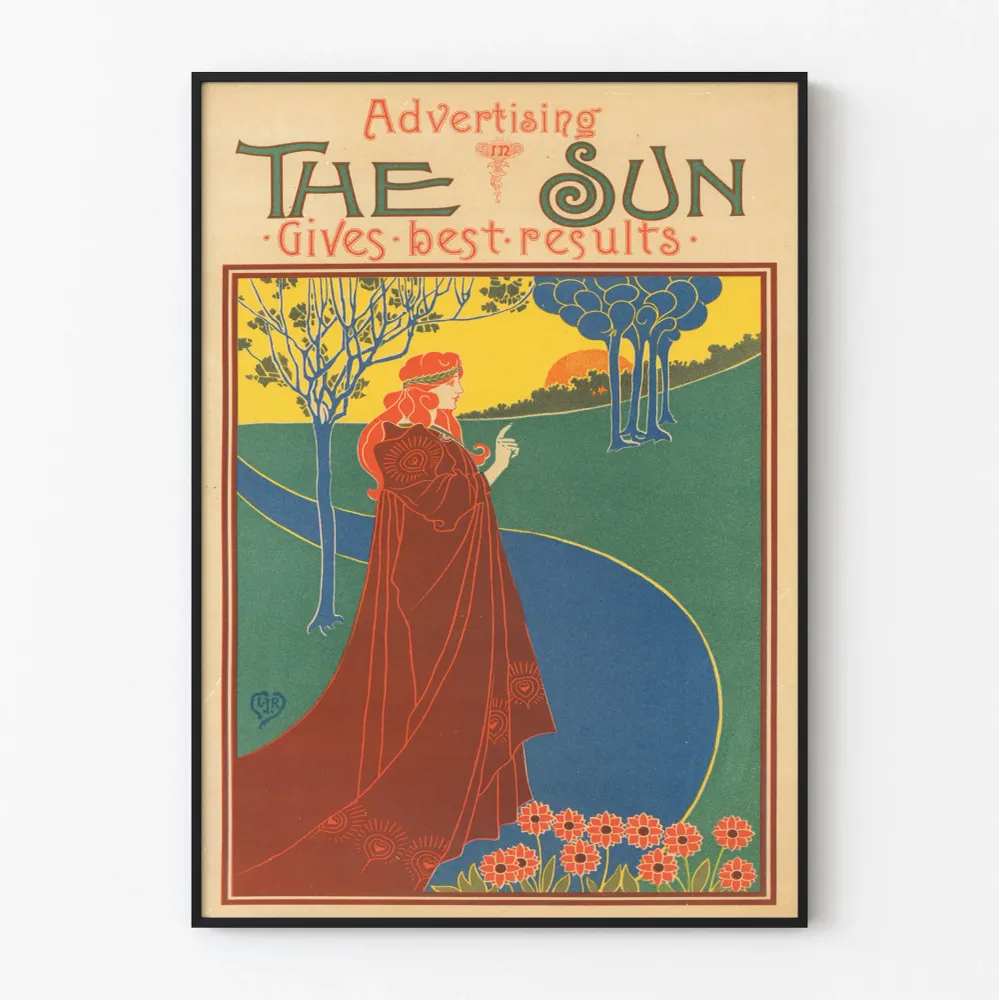 Affiche vintage publicitaire Sun au style Art nouveau