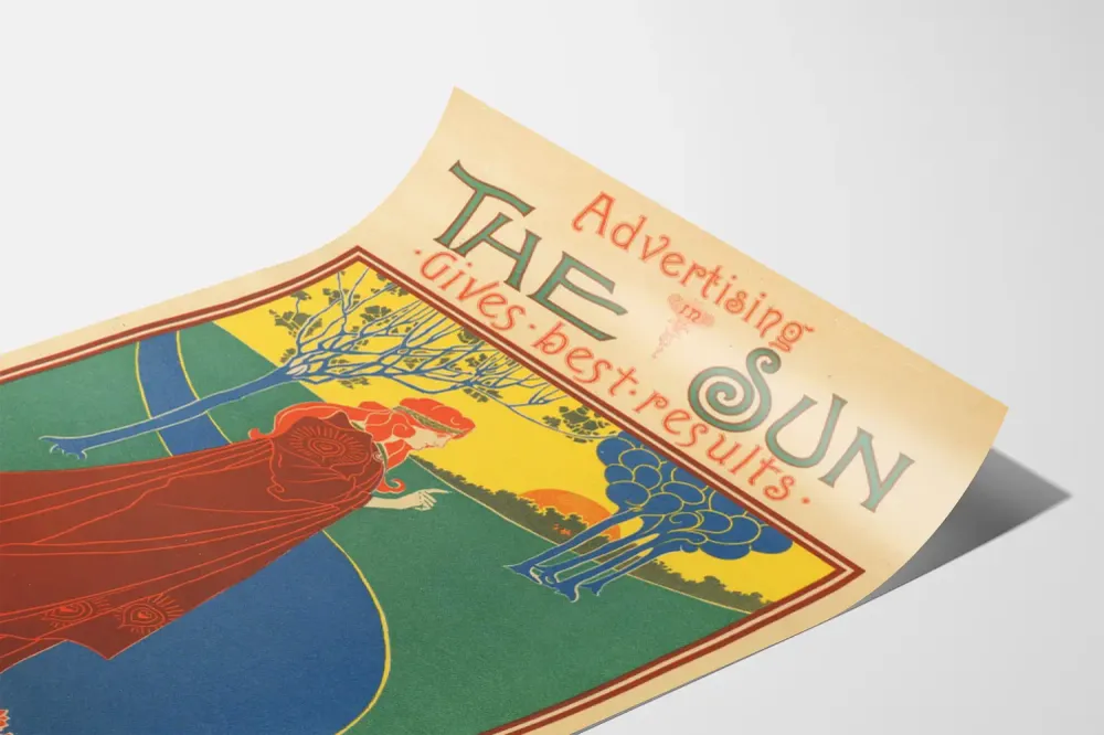Affiche vintage publicitaire Sun au style Art nouveau