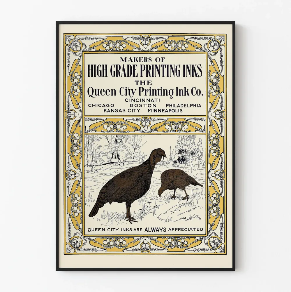 Affiche vintage Queen City Printing Ink Co. pour décoration murale