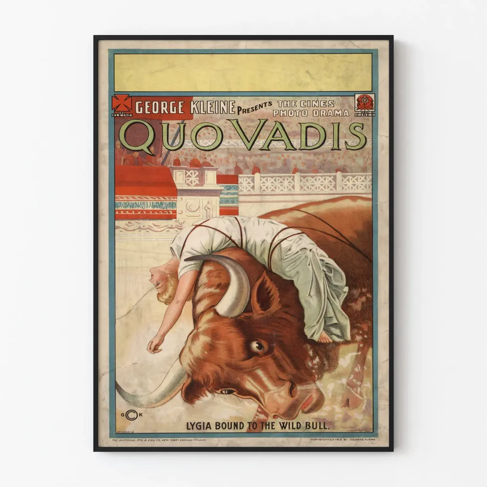 Affiche Vintage Quo Vadis - Lygia Attachée au Taureau Sauvage