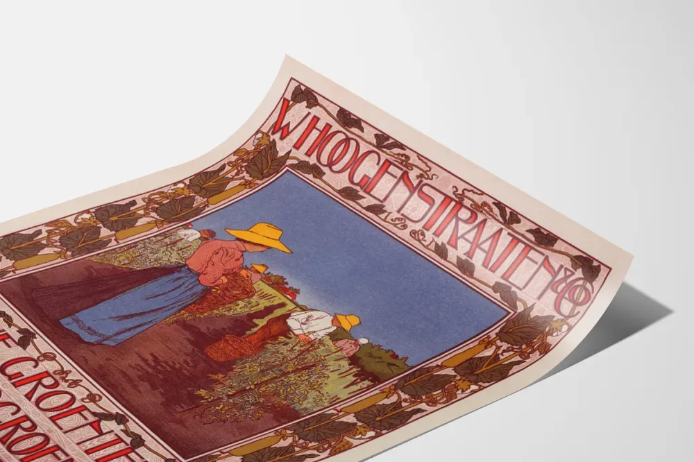 Affiche vintage récolte agricole en style art nouveau