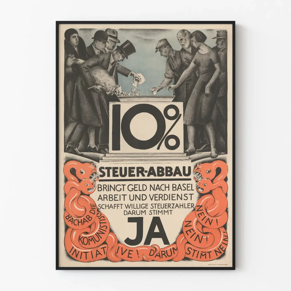 Affiche vintage réduction d'impôt 10% décoration murale