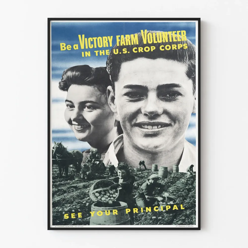 Affiche vintage de recrutement Victory Farm Volunteer U.S. Crop Corps