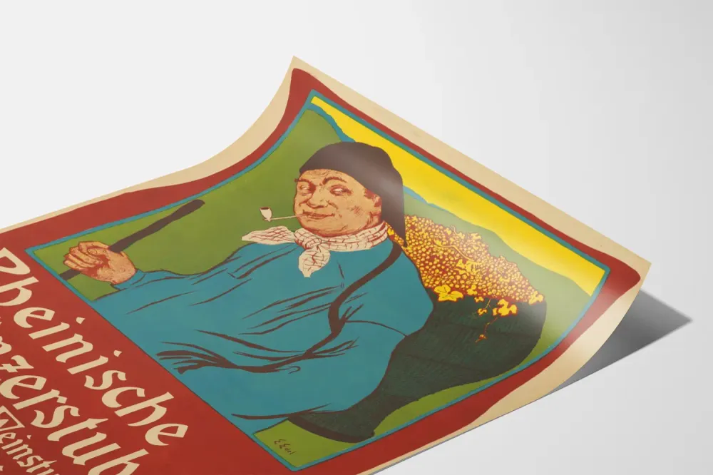 Affiche vintage Rheinische Winzerstuben - Décoration murale vinicole