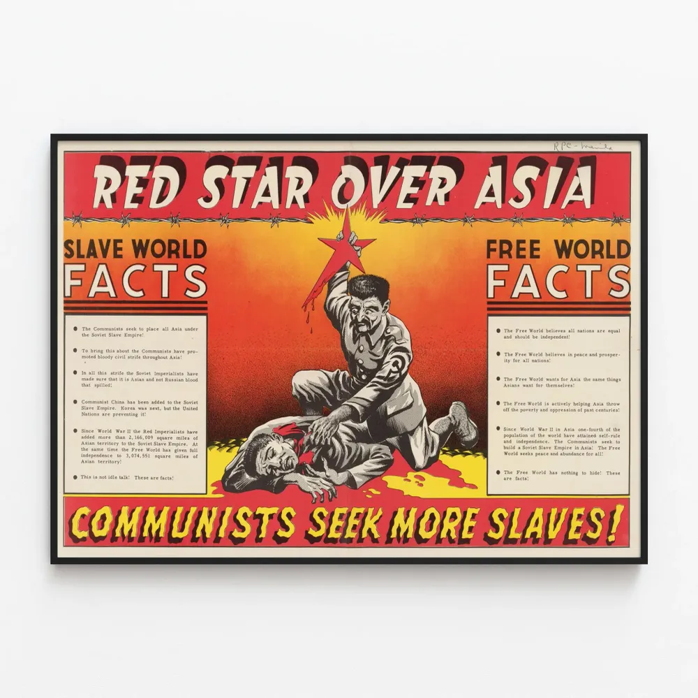 Affiche Vintage Rouge Étoile sur l'Asie - Décoration Murale Politique