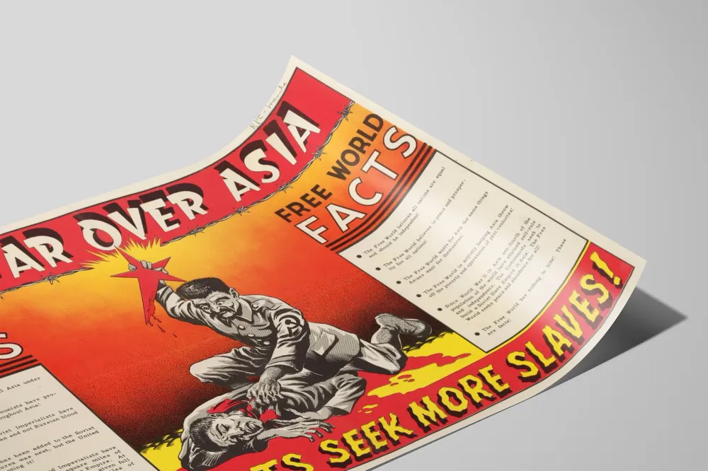 Affiche Vintage Rouge Étoile sur l'Asie - Décoration Murale Politique