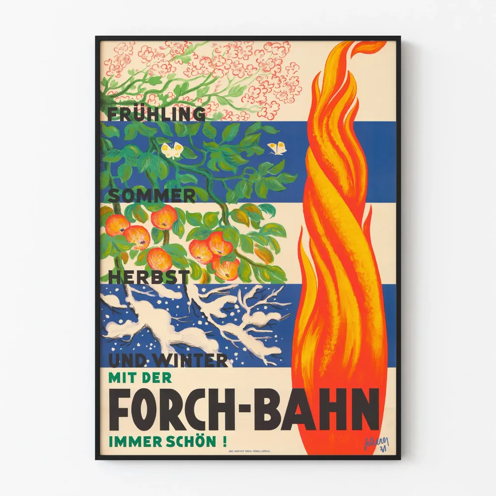 Affiche vintage saisons et Forch-Bahn décoration murale