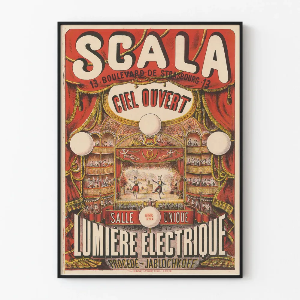 Affiche Vintage Scala Salle Éclairée à la Lumière Électrique