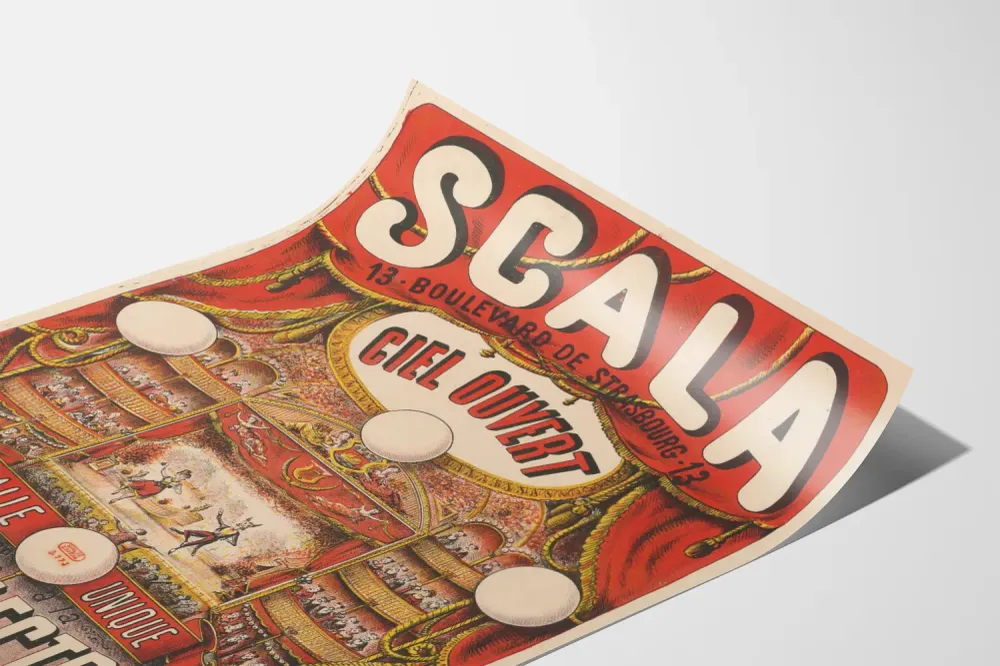 Affiche Vintage Scala Salle Éclairée à la Lumière Électrique