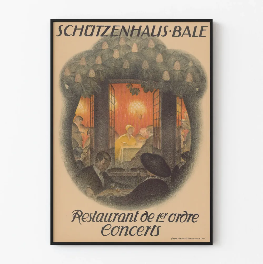 Affiche vintage Schützenhaus Bale - Restaurant et concerts
