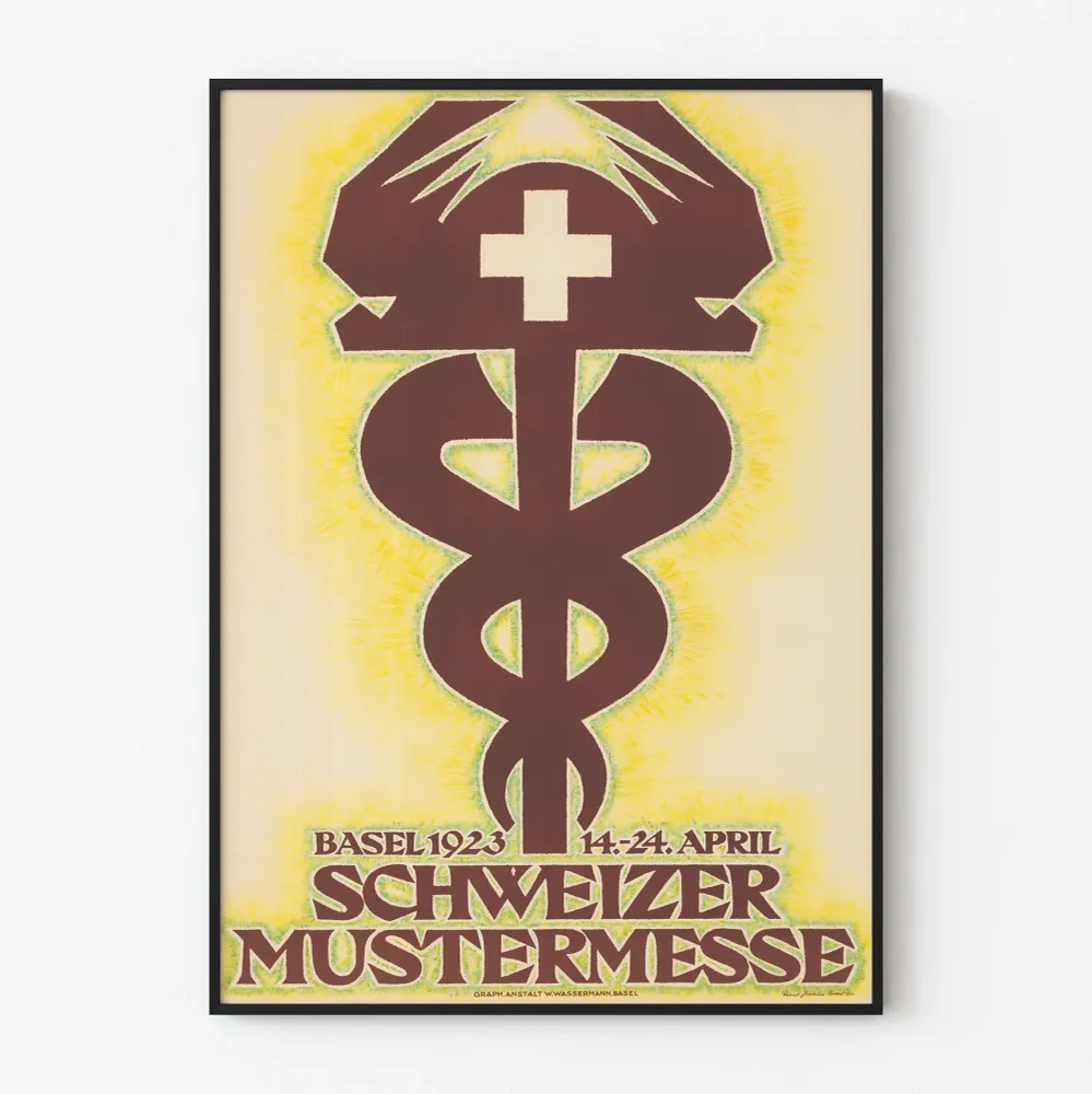 Affiche vintage Schweizer Mustermesse Bâle 1923 décoration murale