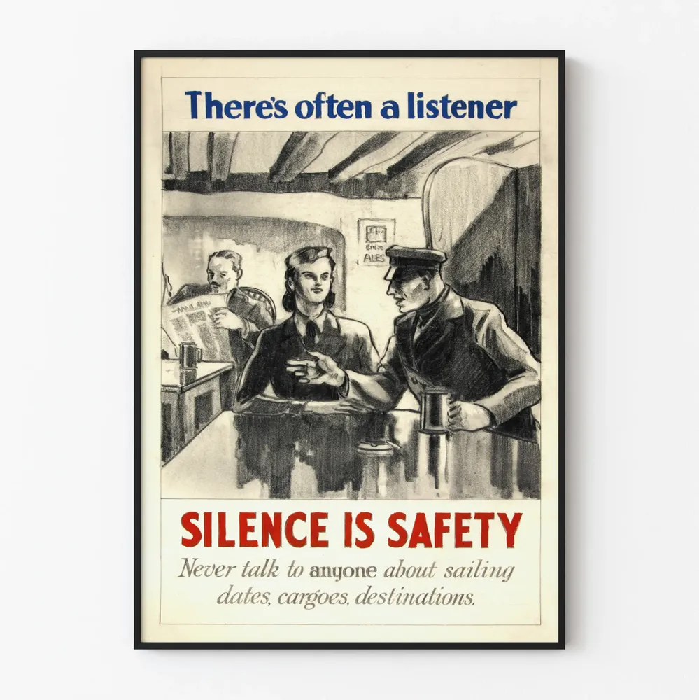 Affiche vintage de sécurité maritime Silence is Safety