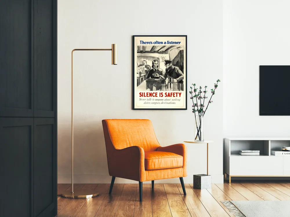Affiche vintage de sécurité maritime Silence is Safety