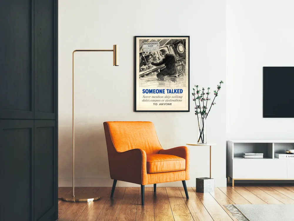 Affiche vintage de sécurité maritime "Someone Talked"