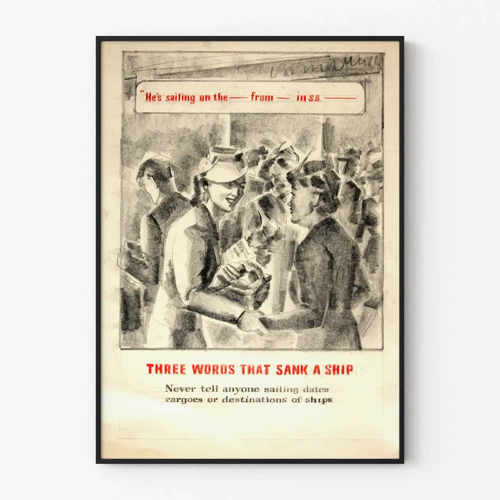 Affiche vintage Sécurité maritime - Trois mots qui coulèrent un navire