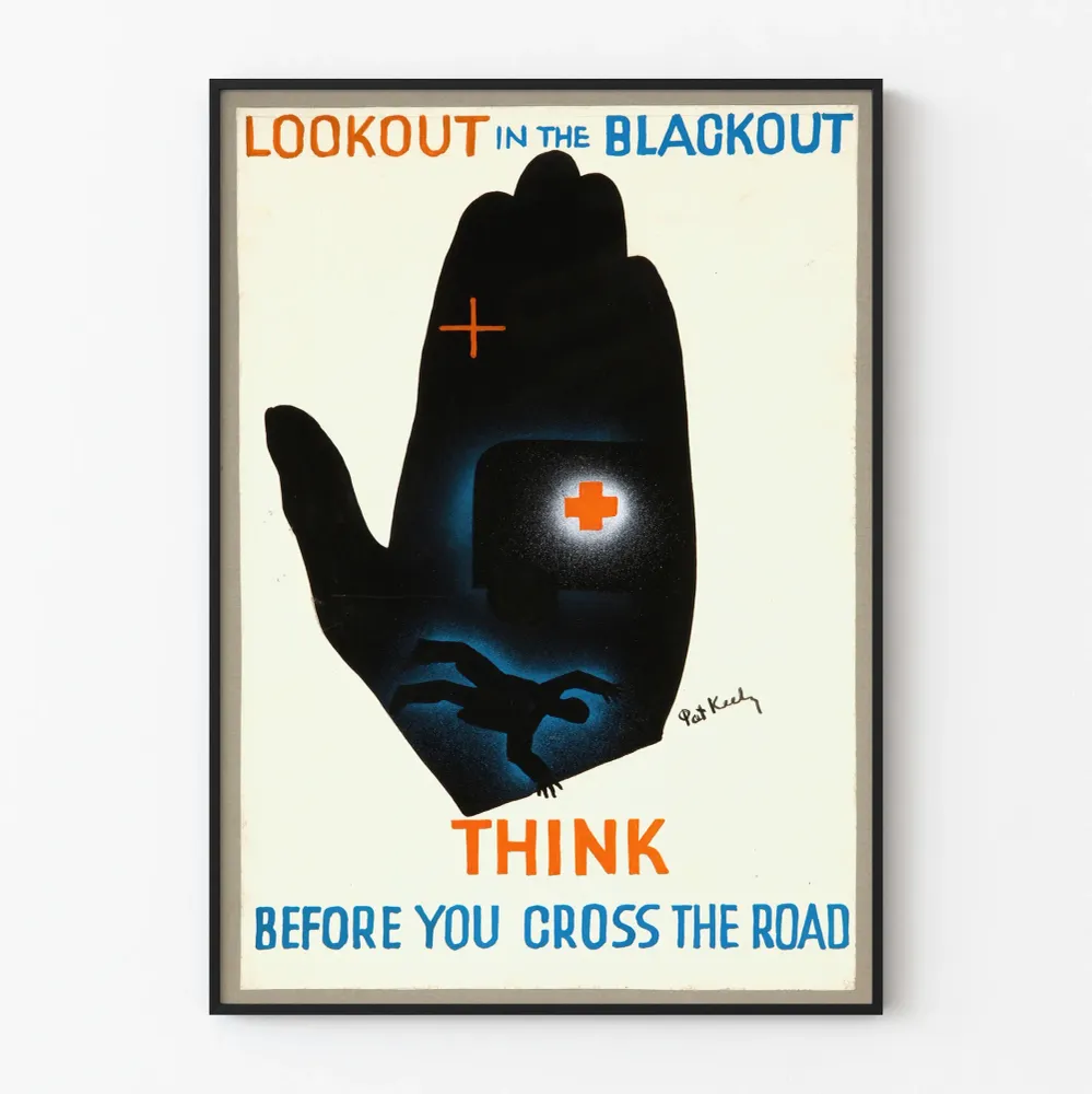 Affiche Vintage Sécurité Routière Noir et Bleu