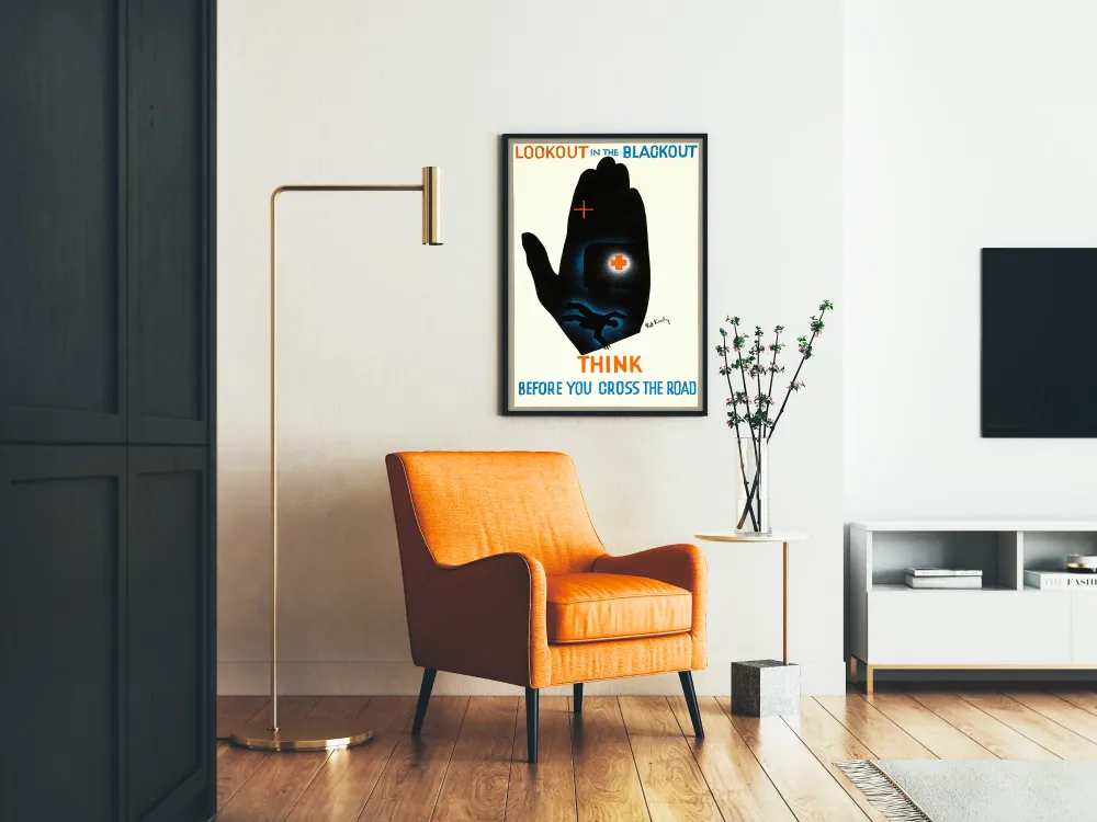 Affiche Vintage Sécurité Routière Noir et Bleu