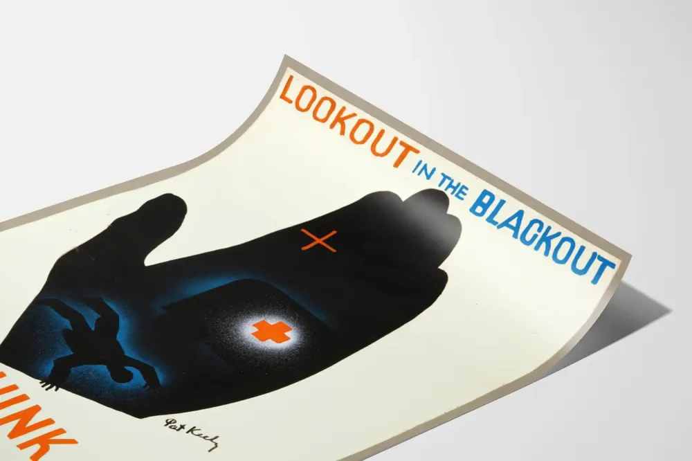 Affiche Vintage Sécurité Routière Noir et Bleu