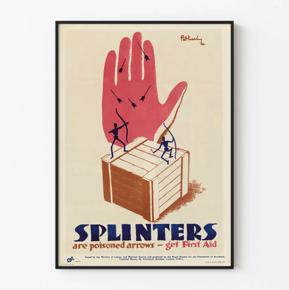 Affiche Vintage Sécurité au Travail - Premier Secours contre les Échardes