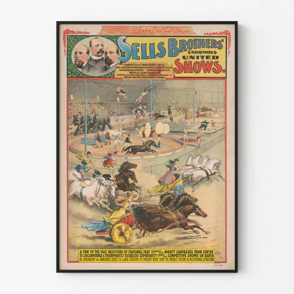 Affiche Vintage Sells Brothers Enormous Shows - Art Cirque et Spectacle