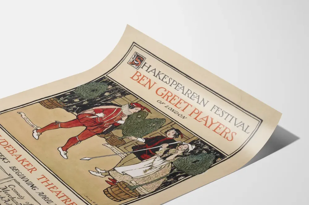 Affiche Vintage Shakespearean Festival Ben Greet Players Théâtre Studebaker