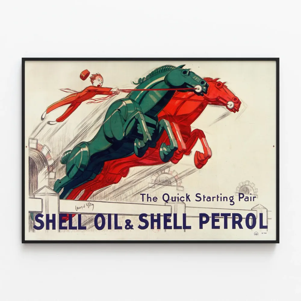 Affiche vintage Shell Oil & Shell Petrol chevaux mécaniques