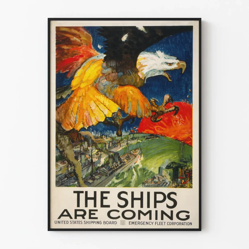 Affiche vintage Ships Are Coming - Décoration murale maritime