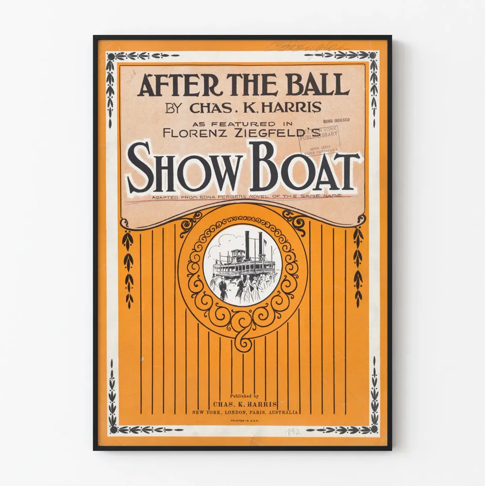 Affiche vintage Show Boat After Ball Chas. K. Harris