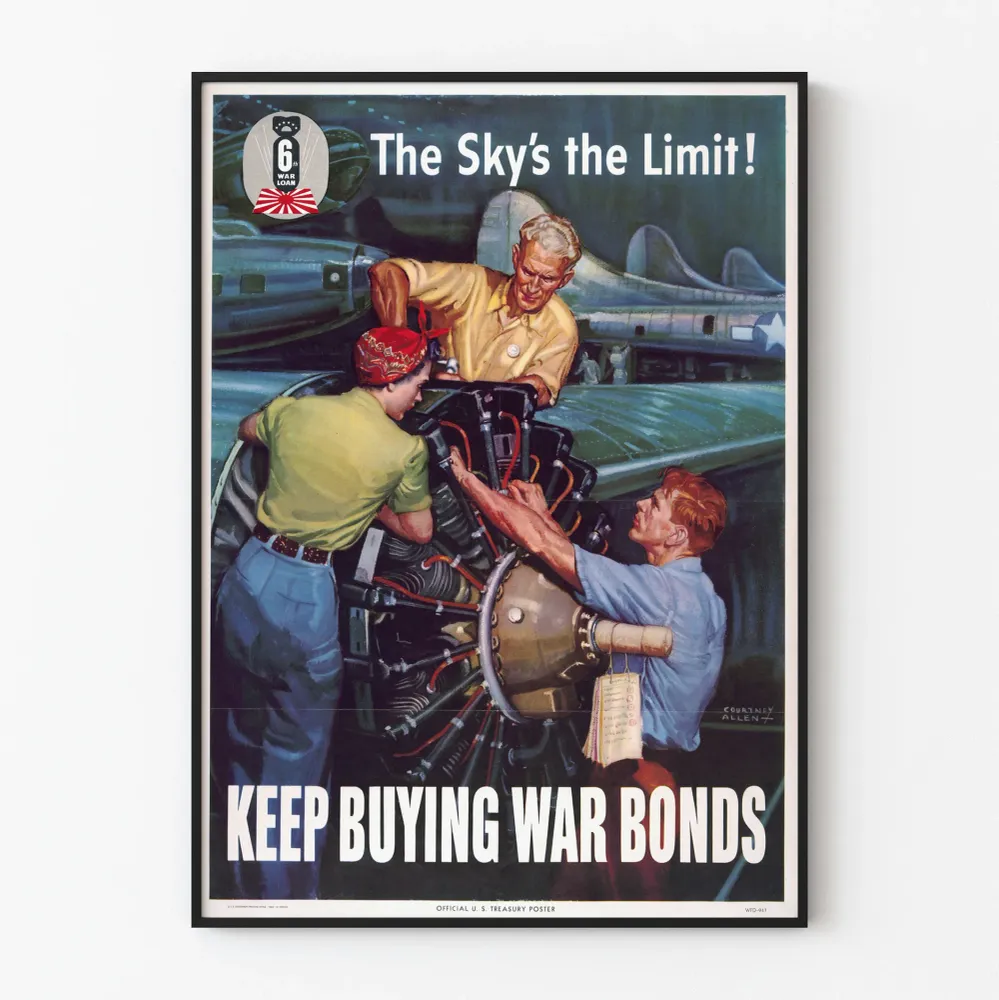 Affiche vintage Sky's Limit - Incitation à l'achat d'obligations de guerre