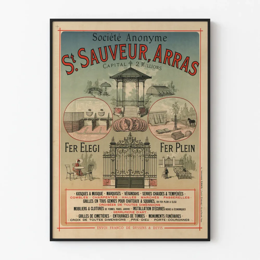 Affiche vintage Société Anonyme St Sauveur Arras décoration murale