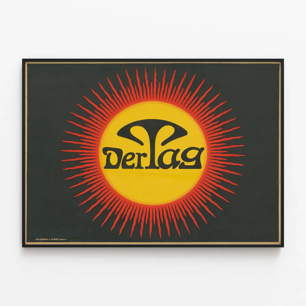 Affiche vintage Soleil "Der Tag" pour décoration murale graphique