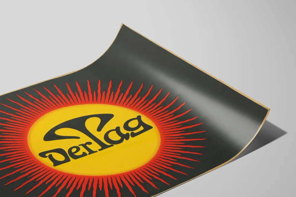 Affiche vintage Soleil "Der Tag" pour décoration murale graphique